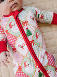 Load image into Gallery viewer, Bamboo Zip Romper | Santa Patchwork
