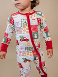 Load image into Gallery viewer, Bamboo Zip Romper | Christmas Patchwork