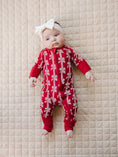 Load image into Gallery viewer, Bamboo Zip Romper | Red Bows