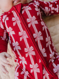 Load image into Gallery viewer, Bamboo Zip Romper | Red Bows