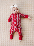 Load image into Gallery viewer, Bamboo Zip Romper | Red Bows