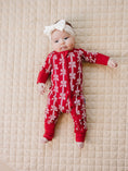 Load image into Gallery viewer, Bamboo Zip Romper | Red Bows