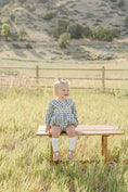 Load image into Gallery viewer, Blue Plaid Ruffle Collar Bubble Romper