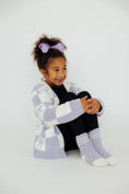 Load image into Gallery viewer, Lavender Checker Bow Cozy Cardigan