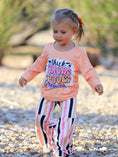 Load image into Gallery viewer, Halloween Letter Bleached Top + Striped Flared Pants