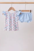 Load image into Gallery viewer, BLUE FLORAL BOW BLOOMER SET