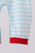 Load image into Gallery viewer, Blue Stripe Holly Jolly Romper