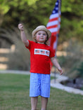 Load image into Gallery viewer, 4th of july Flag Embroidery Smocking Boys Set