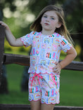 Load image into Gallery viewer, PREORDER Back to School Print Girl Short Set Scallop Hem