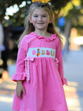 Load image into Gallery viewer, Fall Thanksgiving& Halloween "GOBBLE" Smock Embroidery Baby Girl Dress