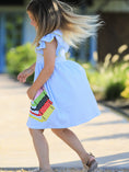 Load image into Gallery viewer, Girls Back To School Crayon Dress Ruffle Petal Collar Applique