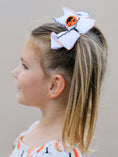 Load image into Gallery viewer, Halloween Pumpkin Hair Bows: White Ribbon Design(2PCS)