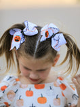 Load image into Gallery viewer, Halloween Pumpkin Hair Bows: White Ribbon Design(2PCS)