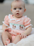 Load image into Gallery viewer, Western Horse Embroidery Girls Romper Lace Petals Collar Puff Sleeve