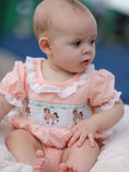 Load image into Gallery viewer, Western Horse Embroidery Girls Romper Lace Petals Collar Puff Sleeve