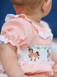 Load image into Gallery viewer, Western Horse Embroidery Girls Romper Lace Petals Collar Puff Sleeve