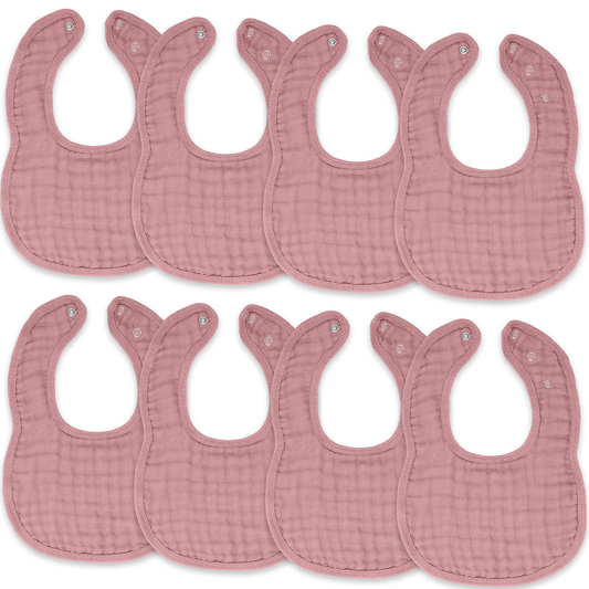 Muslin Bibs in Mauve