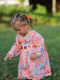 Load image into Gallery viewer, Fall Halloween & Thanksgiving Pumpkin Bow Smock Embroidered Floral Dress