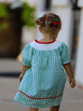 Load image into Gallery viewer, Back To School Girls Green Plaid Smocking Dress