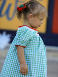 Load image into Gallery viewer, Back To School Girls Green Plaid Smocking Dress