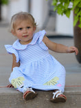 Load image into Gallery viewer, Back To School Girls Stripe Pencil Applique Bow Dress