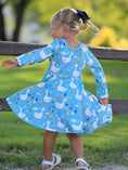 Load image into Gallery viewer, Fall Goose Print Girls Long Sleeve Twirl Dress