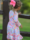 Load image into Gallery viewer, Fall Butterfly Floral Print Girls Ruffle Hem Twirl Dress