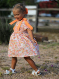 Load image into Gallery viewer, Peach Bow Smocked Floral Girl Dress