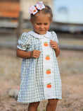 Load image into Gallery viewer, Fall Halloween & Thanksgiving Pumpkin Applique Plaid Green Girls Dress