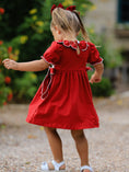 Load image into Gallery viewer, Girls Christmas Reindeer Smocked Red Bow Dress