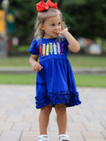 Load image into Gallery viewer, Girls Back To School Crayon Twirl Dress Ruffle Applique