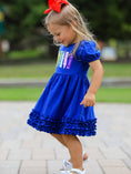 Load image into Gallery viewer, Girls Back To School Crayon Twirl Dress Ruffle Applique