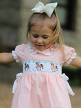 Load image into Gallery viewer, Western Horse Embroidery Girls Dress Lace Petals Collar Puff Sleeve