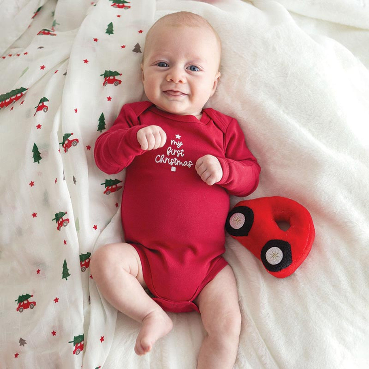 Swaddle Blanket - Plush Car Rattle