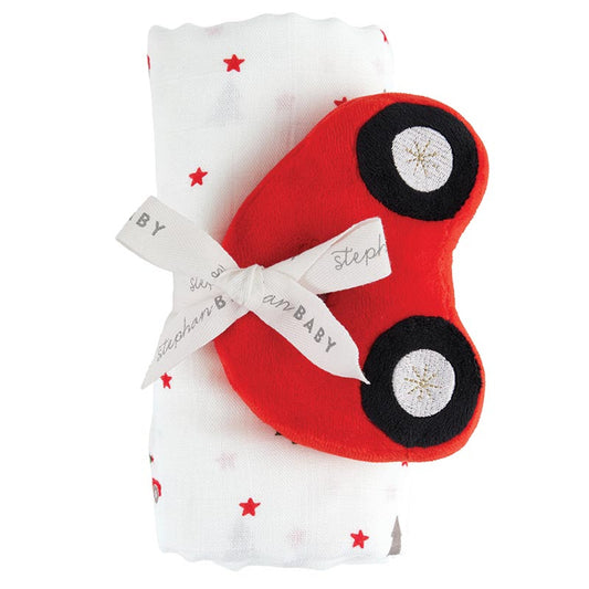 Swaddle Blanket - Plush Car Rattle