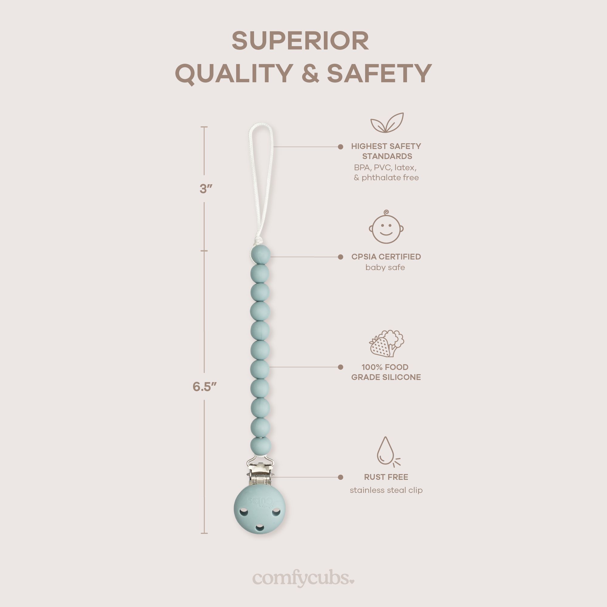 Pacifier Clips in Earth Green, 2 Pack