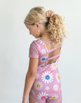 Load image into Gallery viewer, Pink Dot Smiley Floral Leotard
