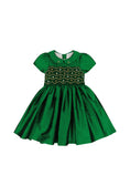 Load image into Gallery viewer, Stella Green Silk Short Sleeve Smocked Dress
