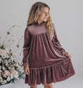 Load image into Gallery viewer, Alexa Dusty Rose Smocked Velvet Dress