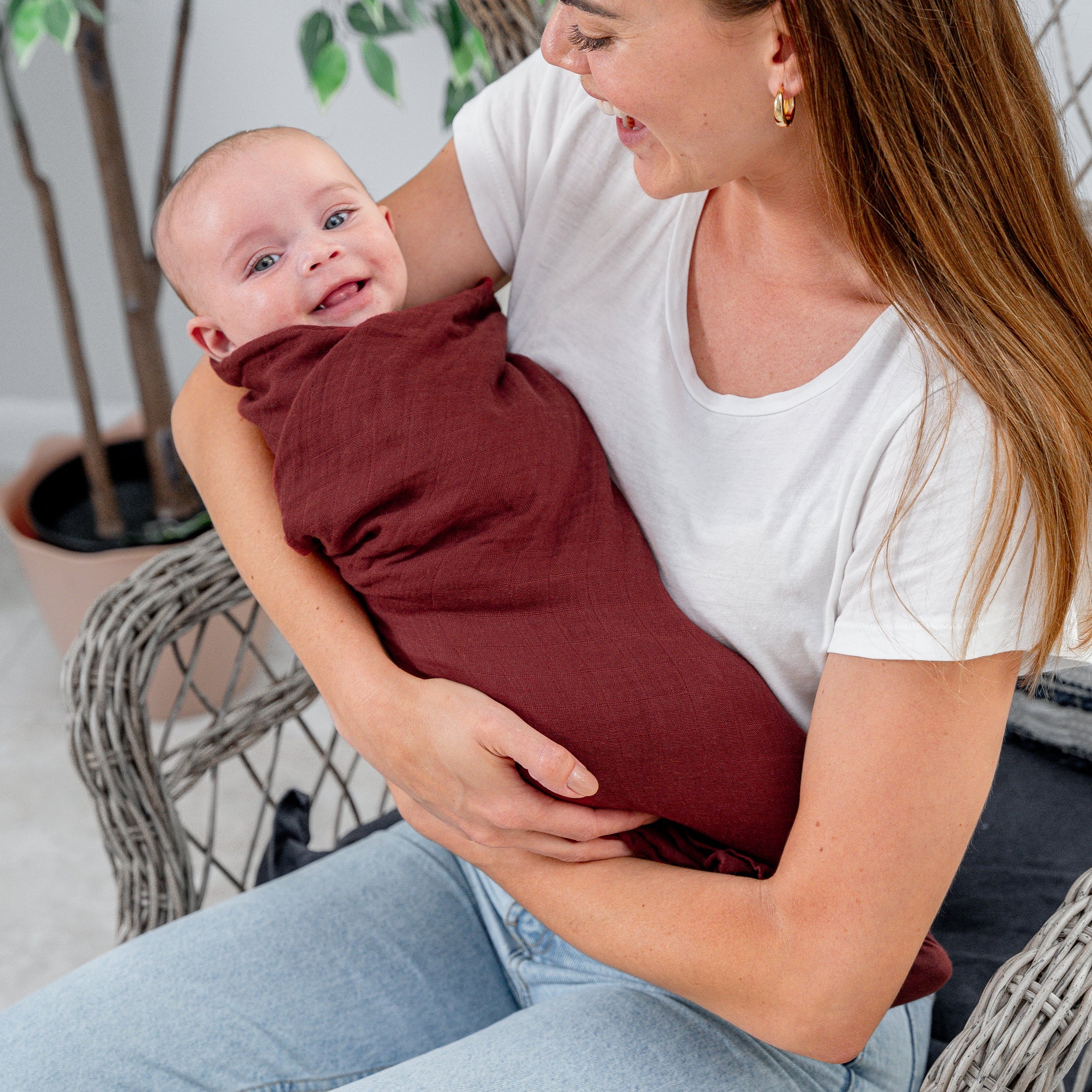 Muslin Swaddle Blanket in Wine, 1 Pack