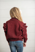 Load image into Gallery viewer, Wine Ruffle Sweater