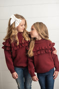 Load image into Gallery viewer, Wine Ruffle Sweater