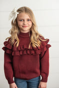 Load image into Gallery viewer, Wine Ruffle Sweater