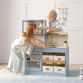 Load image into Gallery viewer, Tiny Land® Pretend Play Kitchen for Kids - Serenity Wooden Kitchen – Blue
