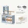 Load image into Gallery viewer, Tiny Land® Pretend Play Kitchen for Kids - Serenity Wooden Kitchen – Blue
