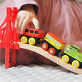 Load image into Gallery viewer, Tiny Land® 110-Piece Wooden Train Set with Folding Storage Box