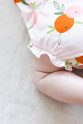 Load image into Gallery viewer, TANGERINE RUFFLE CROSS BACK ROMPER
