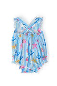 Load image into Gallery viewer, TIDEPOOL TREASURES RUFFLE CROSS BACK ROMPER