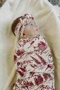 Load image into Gallery viewer, Holiday Toile Ribbed Bamboo Head Wrap