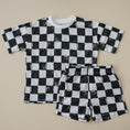 Load image into Gallery viewer, Organic Cotton Black & White Checkered Shorts Set